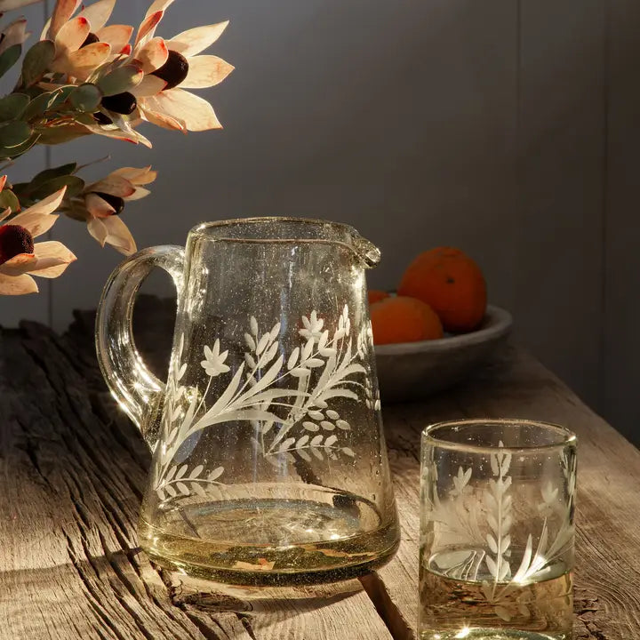Amélie Hand-Etched Blown Pitcher