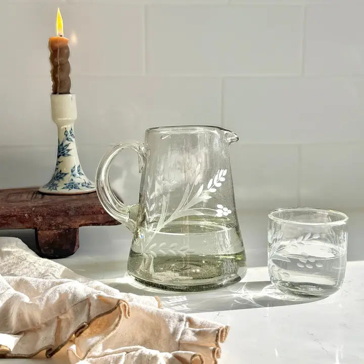 Amélie Hand-Etched Blown Pitcher
