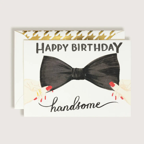 Happy Birthday Handsome Bow Tie Greeting Card