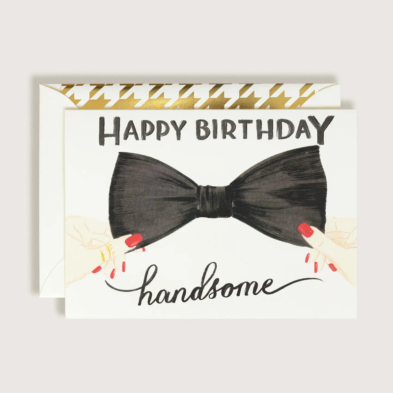 Happy Birthday Handsome Bow Tie Greeting Card