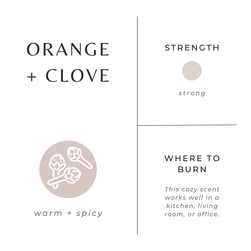 Orange + Clove - Non-Toxic Soy Candle w/ Essential Oils