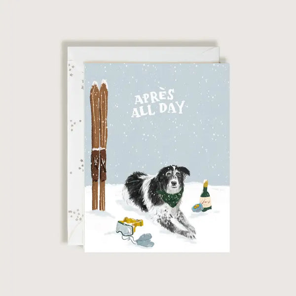 Apres All Day Ski Pup Greeting Card