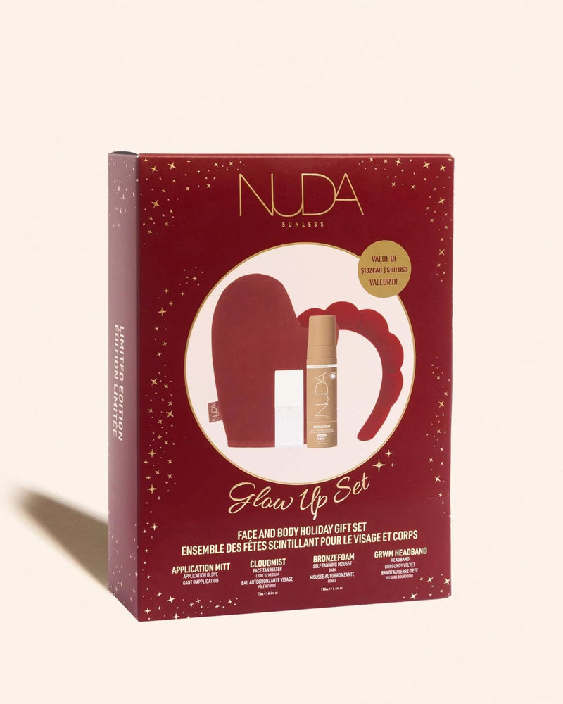 NUDA Glow Up Set packaging on a white background