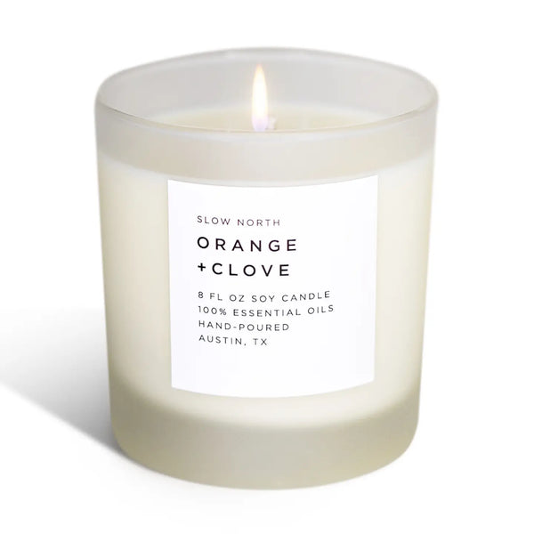 Orange + Clove - Non-Toxic Soy Candle w/ Essential Oils