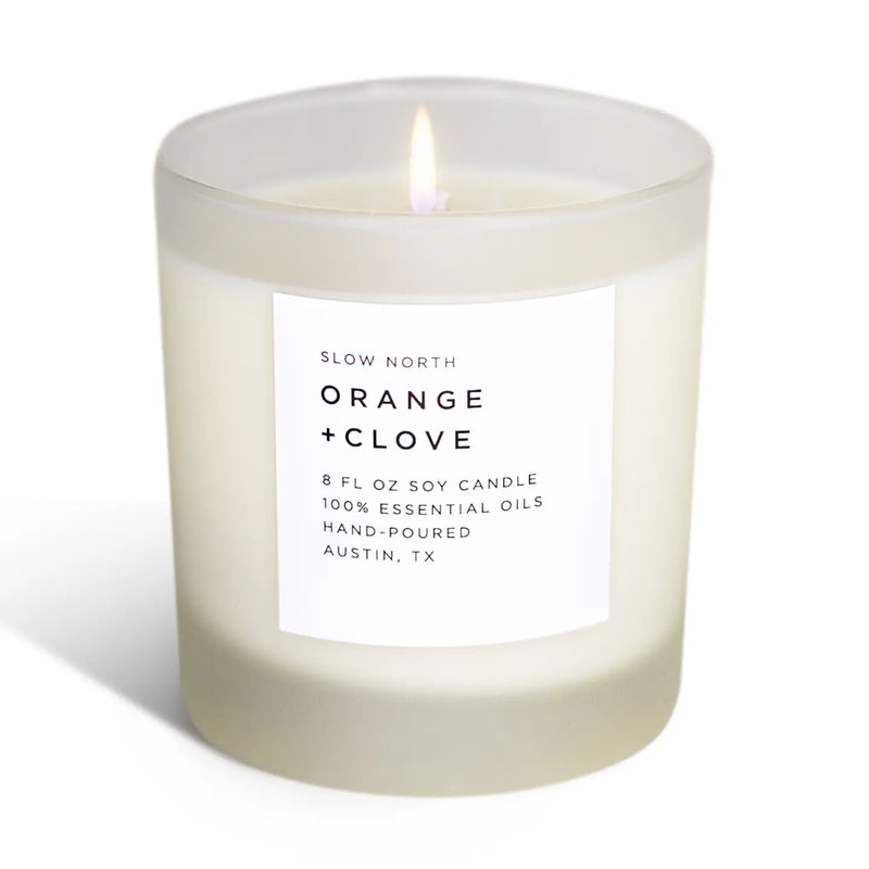 Orange + Clove - Non-Toxic Soy Candle w/ Essential Oils