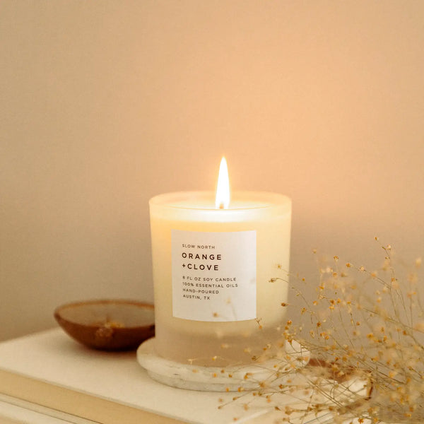 Orange + Clove - Non-Toxic Soy Candle w/ Essential Oils