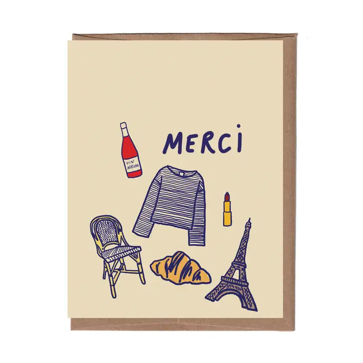 French Thank You Greeting Card