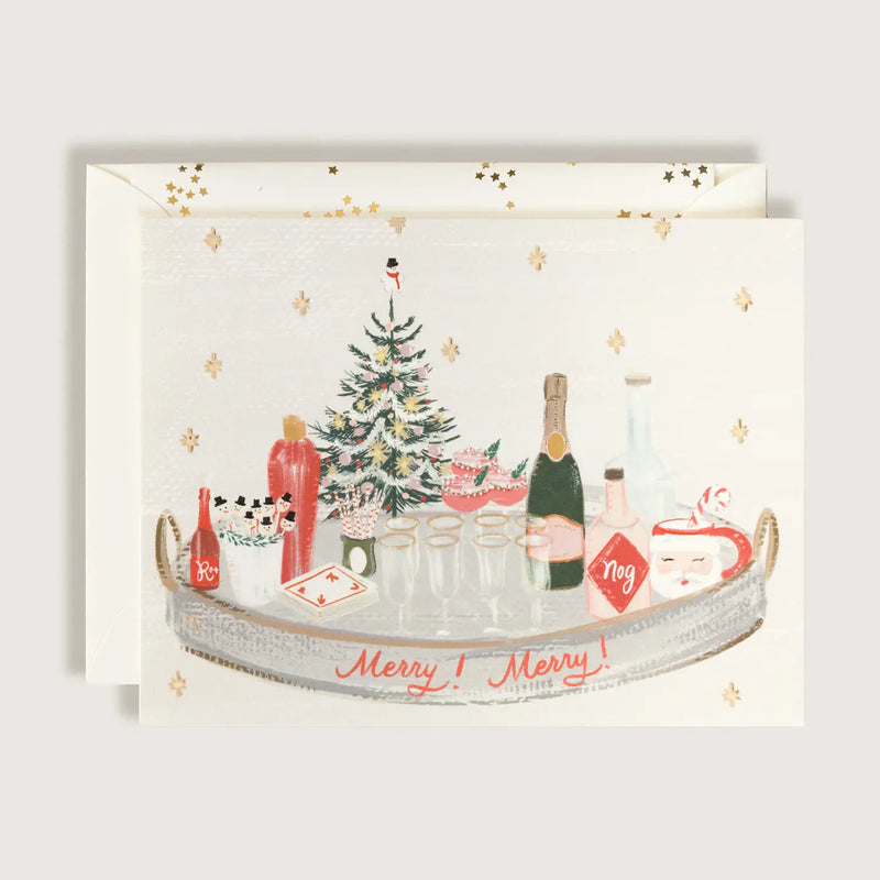 Merry Merry Holiday Tray Christmas Greeting Card