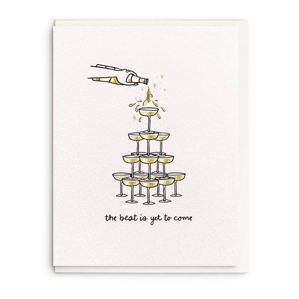 Champagne Tower - Letterpress Wedding Card