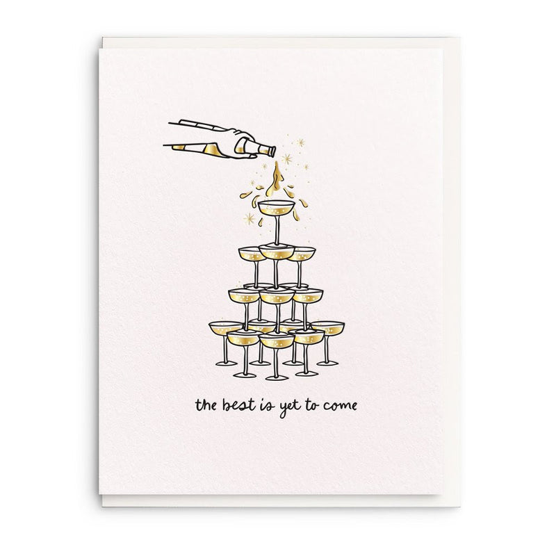Champagne Tower - Letterpress Wedding Card